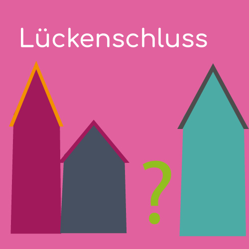 Hausreihe, in einer Lücke ein Fragezeichen