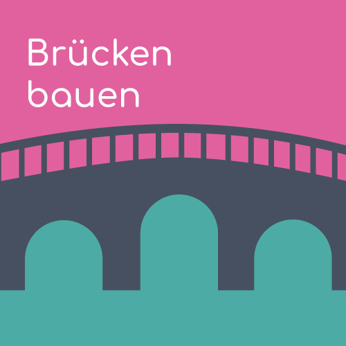 Brücke vor pinkem Hintergrund